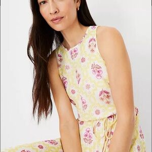NWT Ann Taylor shimmer Tile Print MIDI dress size 2 pale citrine